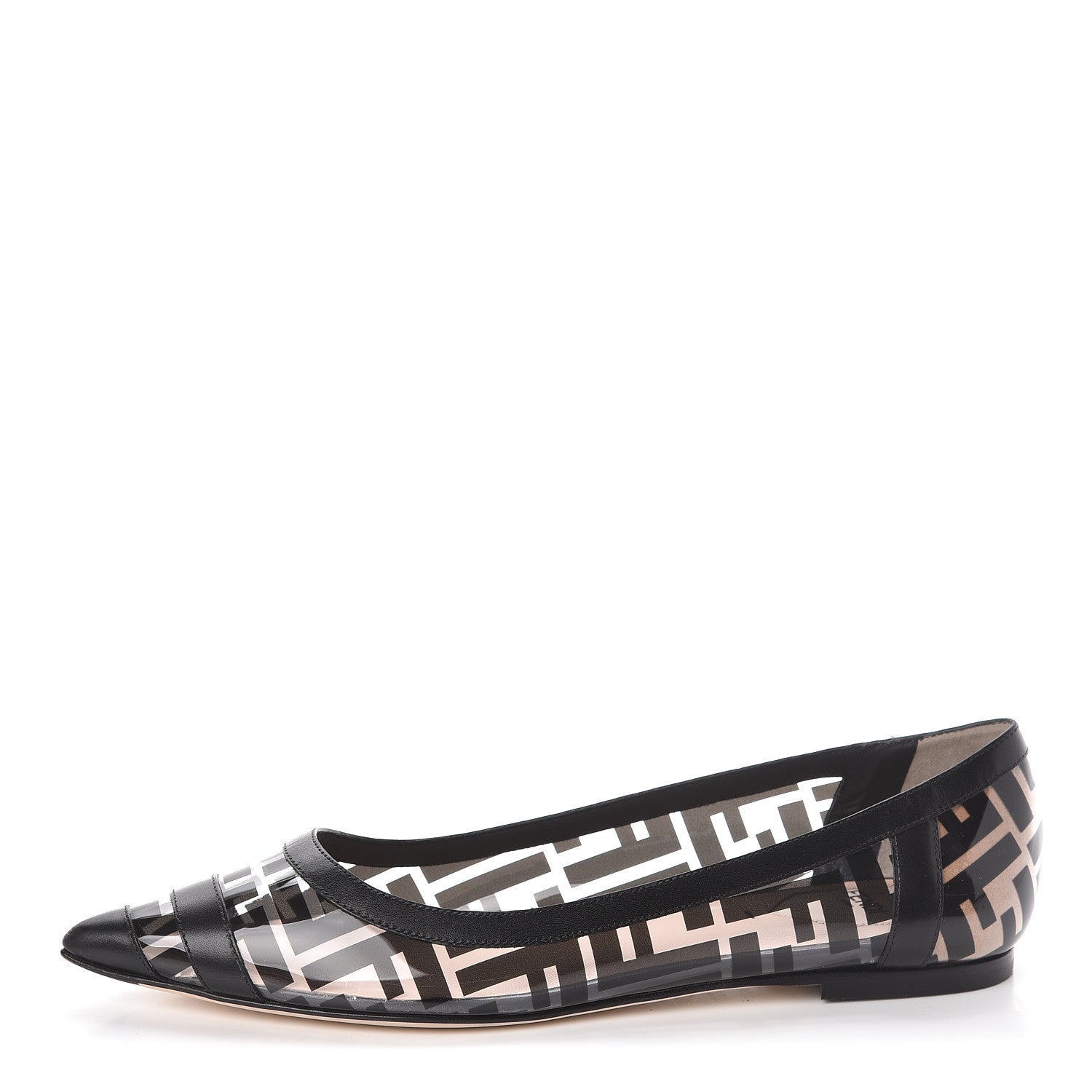 Fendi PVC Calfskin FF Colibri Ballerina Flats 39.5 Black 1 of 8
