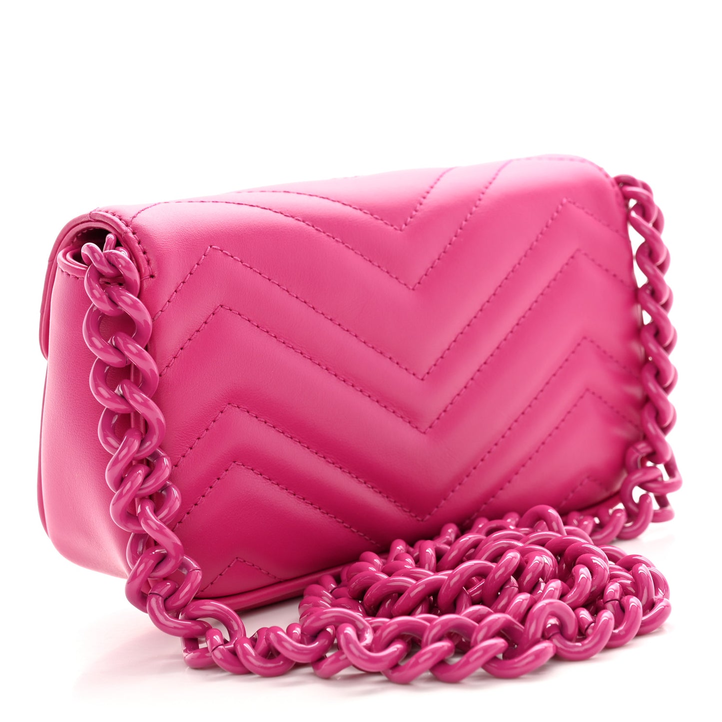 Calfskin Matelasse Monochrome GG Marmont Chain Belt Bag Classic Fuxia