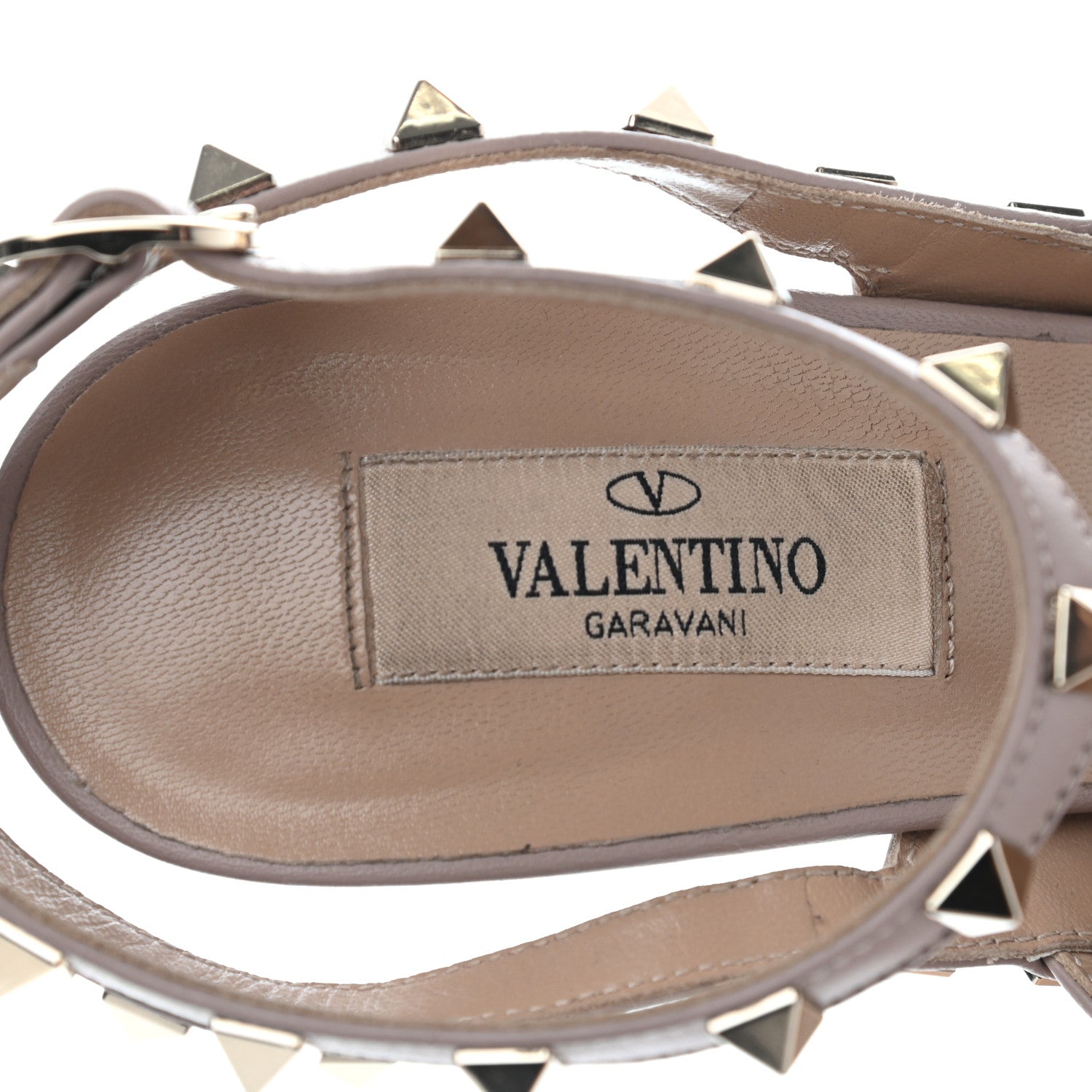 Valentino Garavani Calfskin Nappa Rockstud Ankle Strap 100mm Pumps 39 Poudre 6 of 9