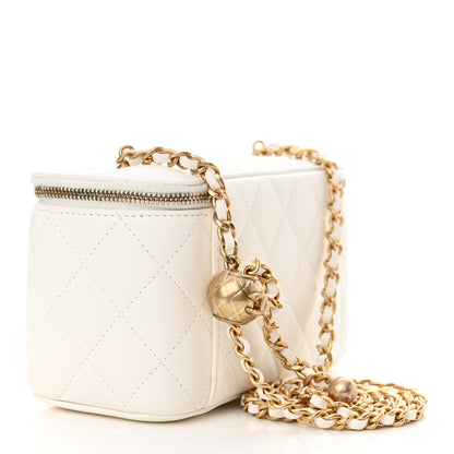 Chanel Lambskin Quilted Pearl Crush Small Vanity Case With Chain White 3 of 12