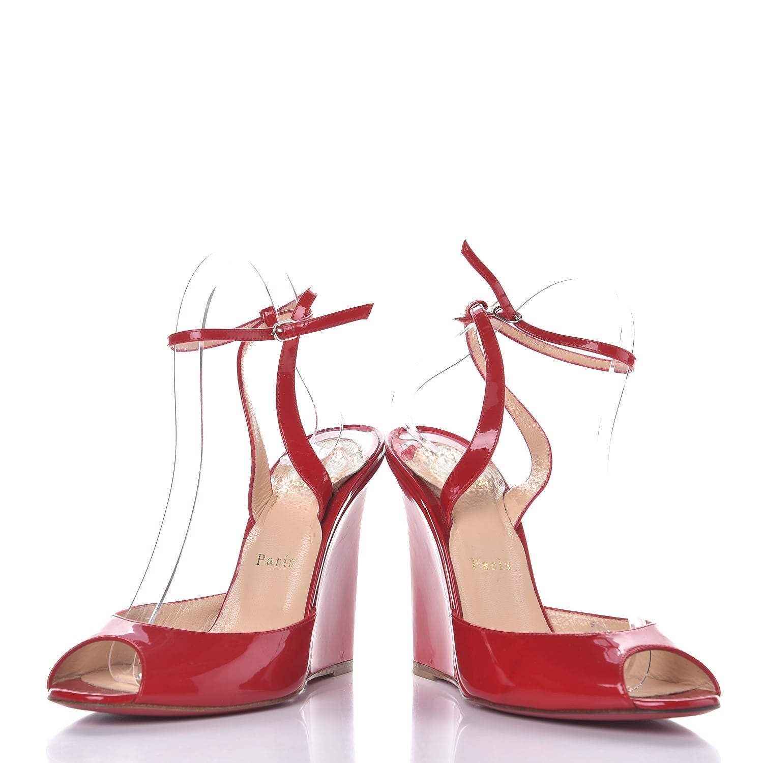 Christian Louboutin Patent Very Very 100 Wedge Sandals 38.5 Red 5 of 11