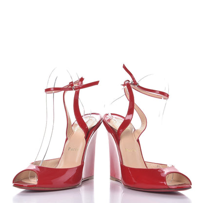 Christian Louboutin Patent Very Very 100 Wedge Sandals 38.5 Red 5 of 11