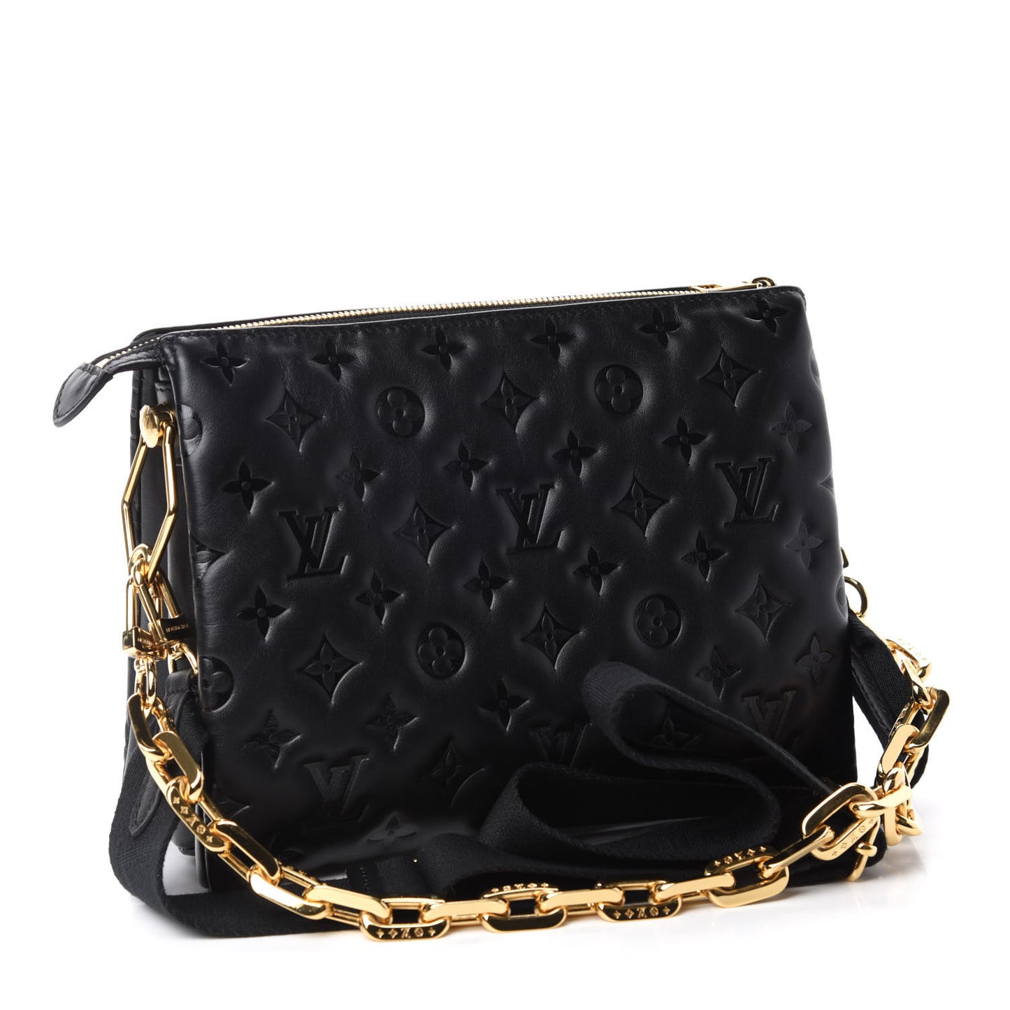 Lambskin Embossed Monogram Coussin PM Black