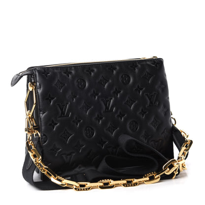 Louis Vuitton Lambskin Embossed Monogram Coussin PM Black 3 of 11