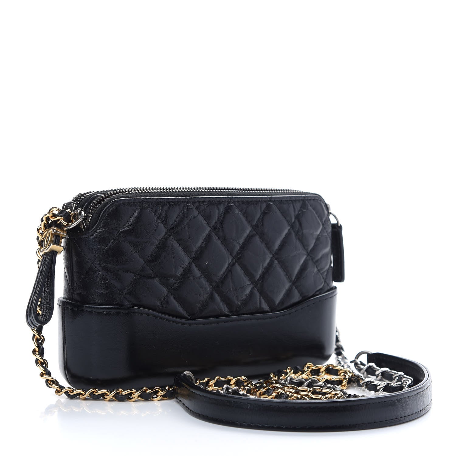 Chanel Aged Calfskin Quilted Small Gabrielle Clutch With Chain Black 3 of 9