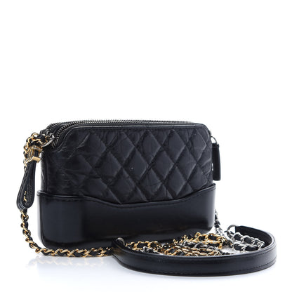 Chanel Aged Calfskin Quilted Small Gabrielle Clutch With Chain Black 3 of 9