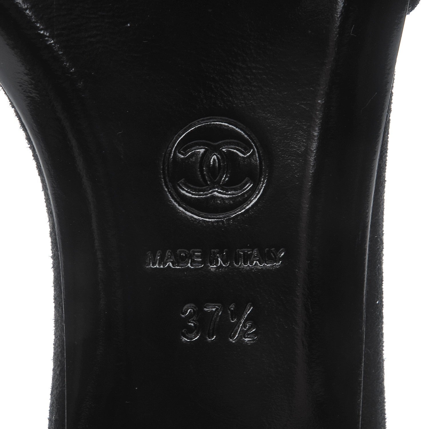 Chanel Suede Quilted CC Mules 37.5 Black 6 of 9