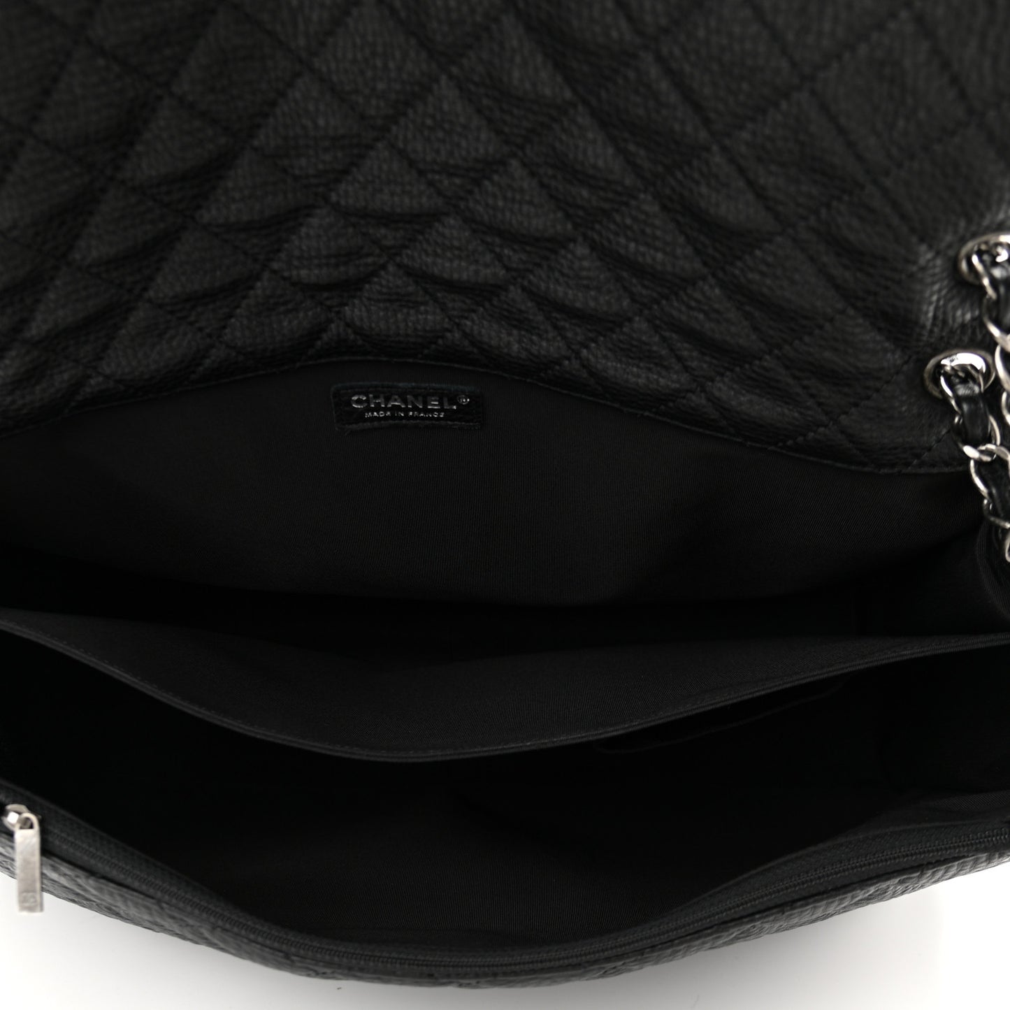 Calfskin Quilted XXL Travel Flap Bag Black