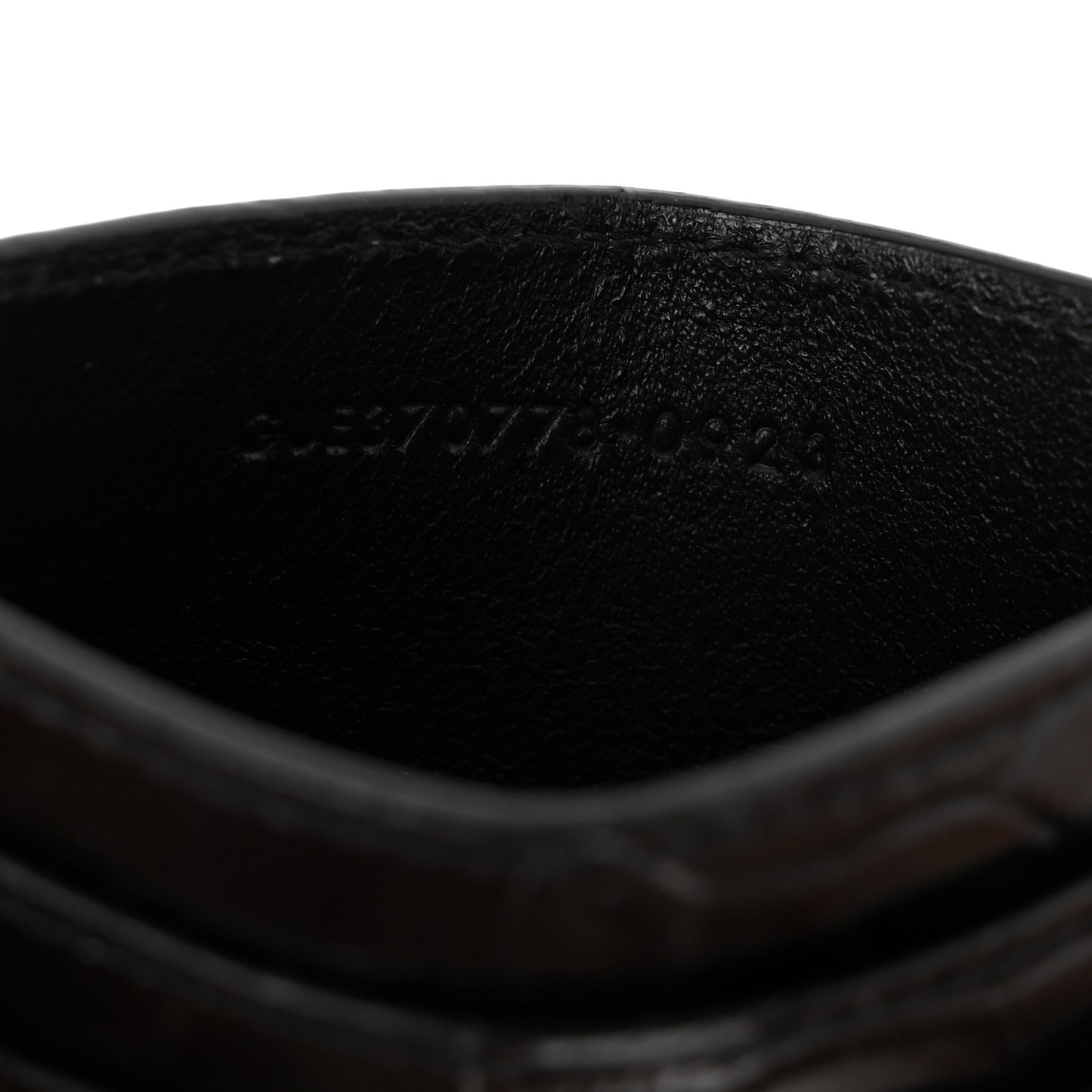 Calfskin Crocodile Embossed Monogram Credit Card Case Black