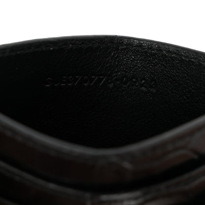 Saint Laurent Calfskin Crocodile Embossed Monogram Credit Card Case Black 7 of 7