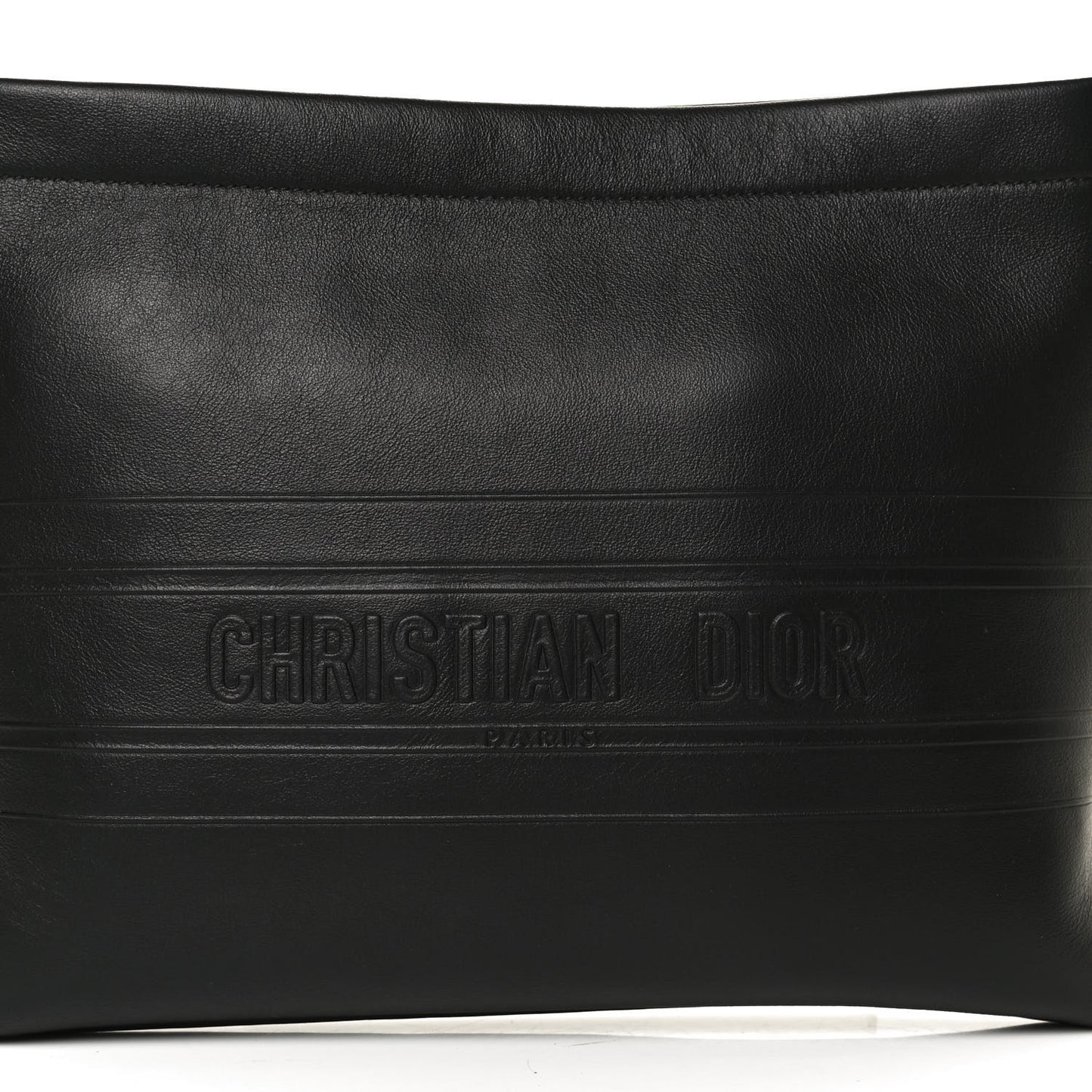 Calfskin Medium Diordouble Zip Pouch Black
