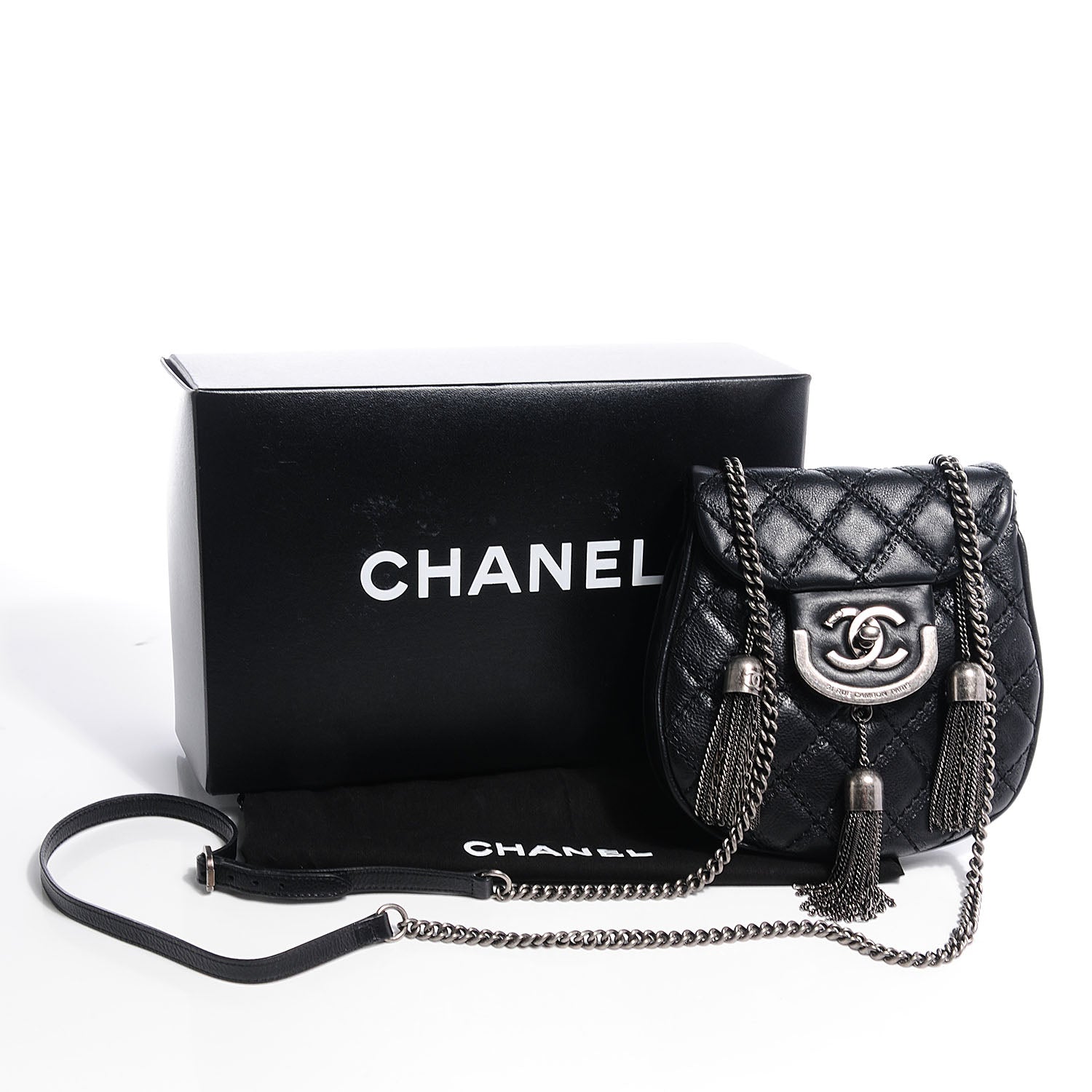 Chanel Calfskin Quilted Coco Sporran Small Tassel Flap Black 5 of 9