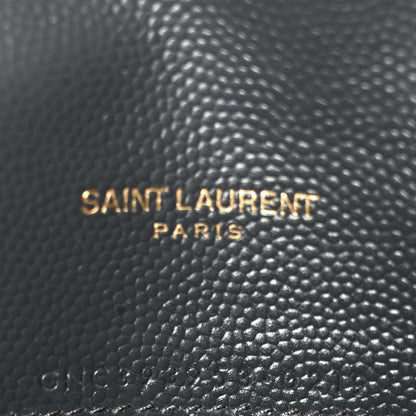 Saint Laurent Grain De Poudre Matelasse Chevron Monogram Envelope Chain Wallet Dark Smog 7 of 11