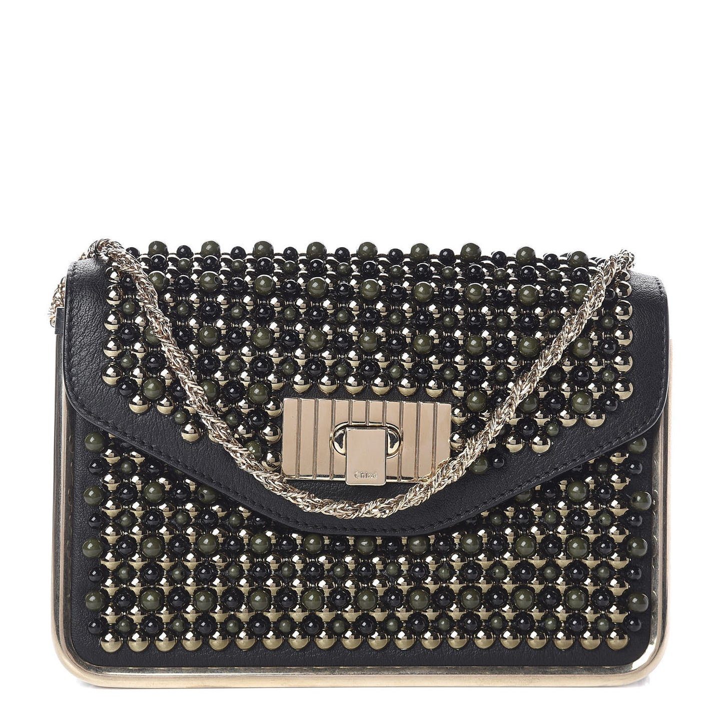 Beaded Small Sally Flap Bag Black