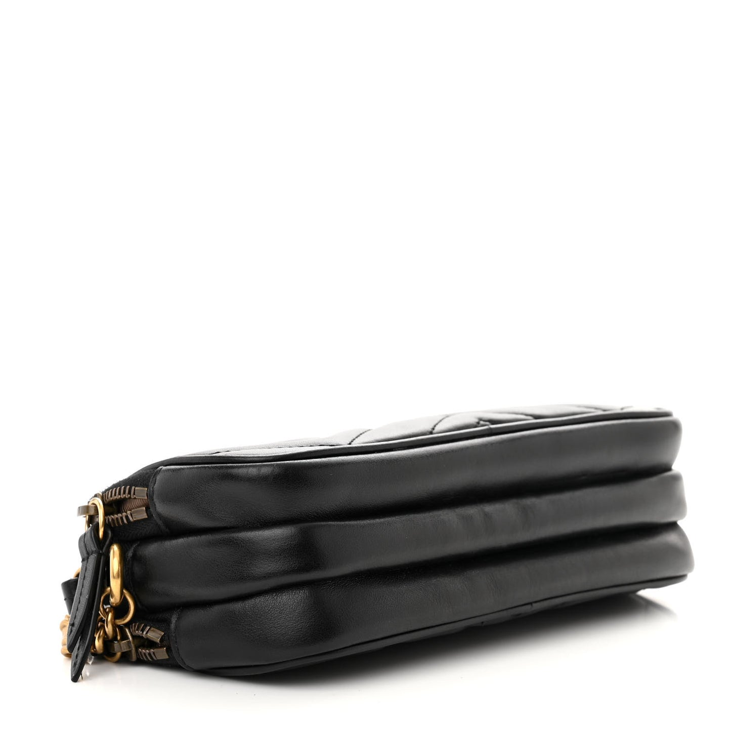 Calfskin Matelasse Mini GG Marmont Chain Crossbody Bag Black