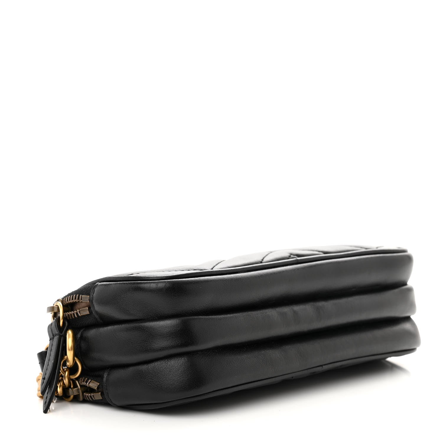 Gucci Calfskin Matelasse Mini GG Marmont Chain Crossbody Bag Black 4 of 14