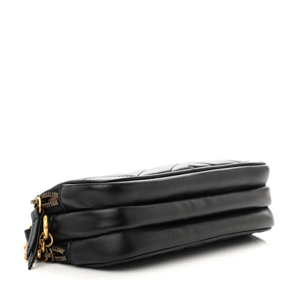 Gucci Calfskin Matelasse Mini GG Marmont Chain Crossbody Bag Black 4 of 14