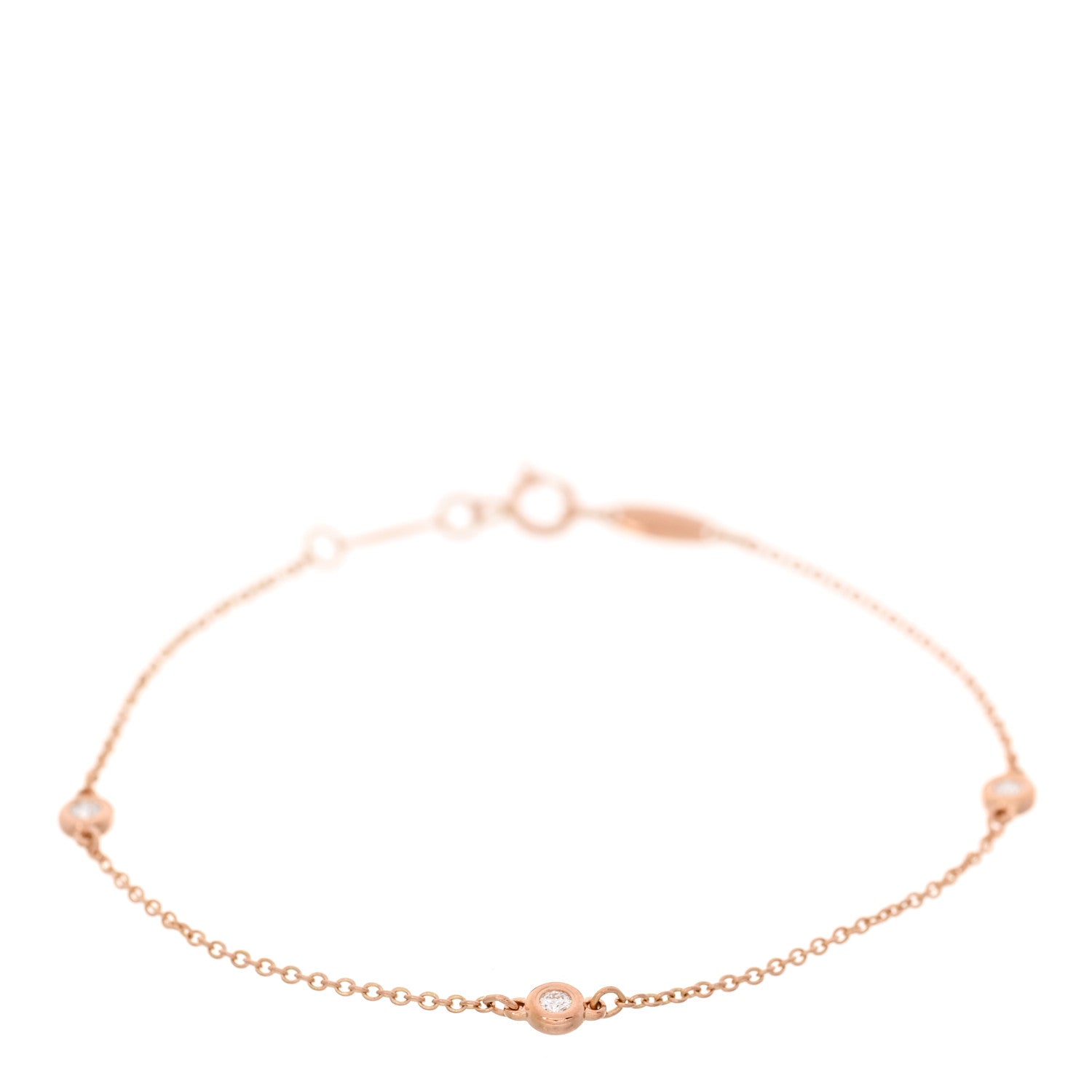 Tiffany 18K Rose Gold Diamond .12ctw Elsa Peretti Diamonds by the Yard Station Bracelet 1 of 4