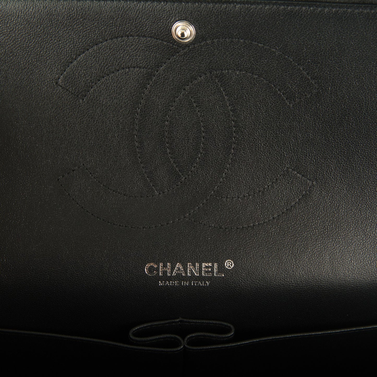 Crumpled Calfskin Quilted Jumbo Double Flap So Black
