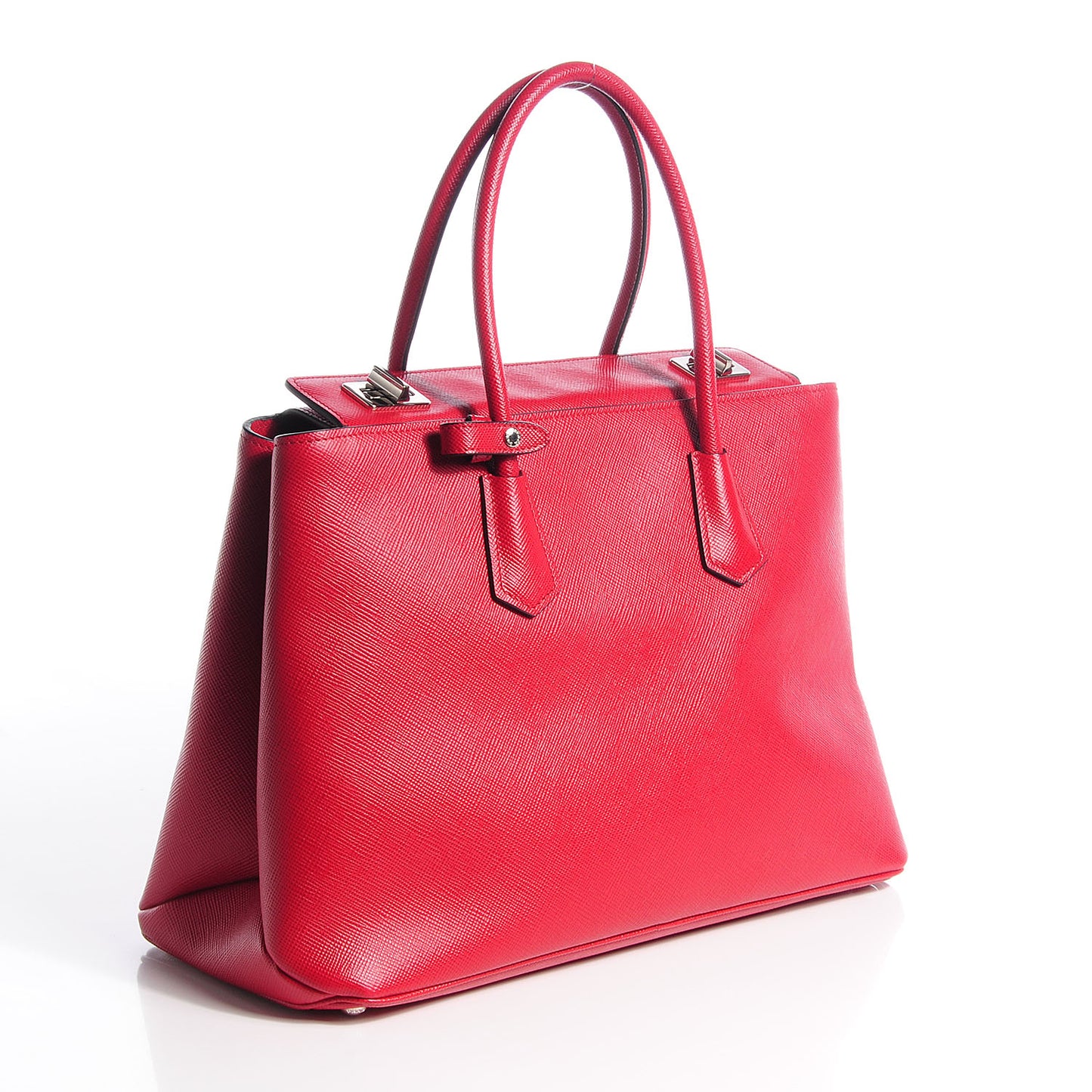 Saffiano Cuir Twin Double Handle Tote Fuoco