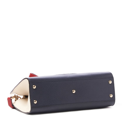 Gucci Dollar Calfskin Medium Soho Top Handle Satchel Blue Hibiscus Red Mystic White 3 of 10