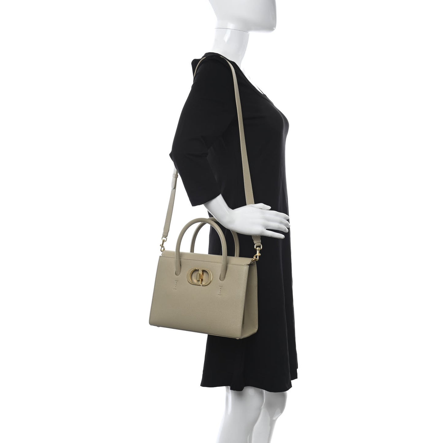Grained Calfskin Medium St. Honore Tote Beige