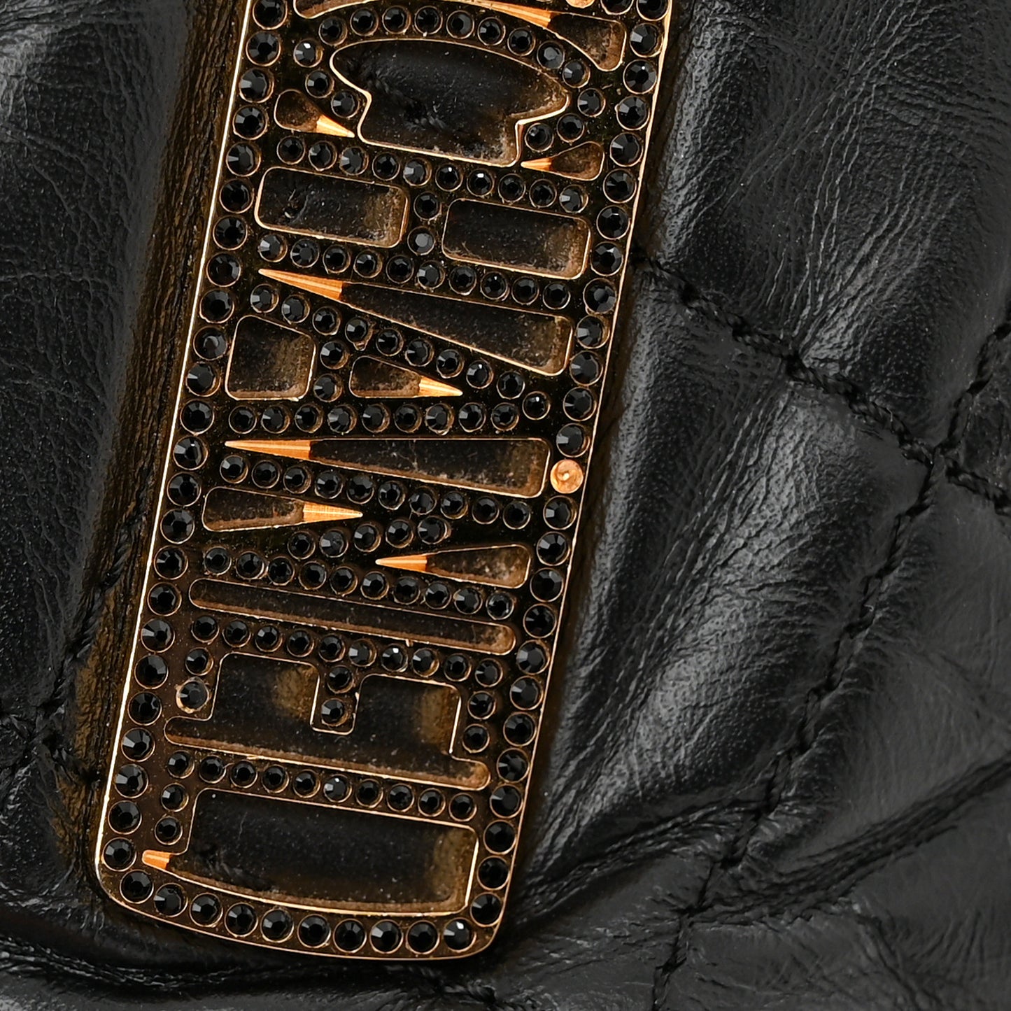 Aged Calfskin Quilted Charms Small Gabrielle Hobo Black
