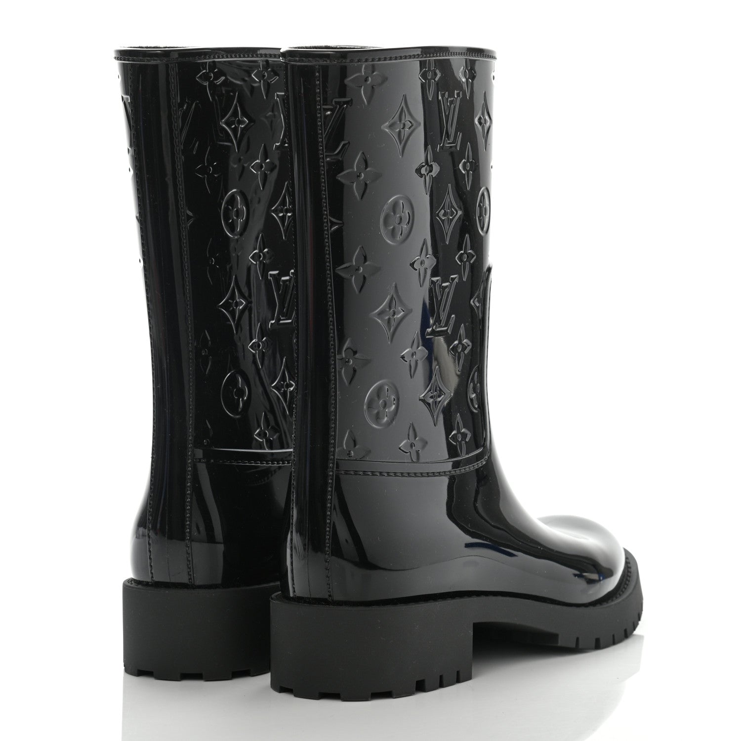 Louis Vuitton Rubber Embossed Monogram Drops Flat Half Boots 39 Black 4 of 7