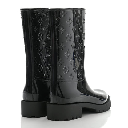 Louis Vuitton Rubber Embossed Monogram Drops Flat Half Boots 39 Black 4 of 7