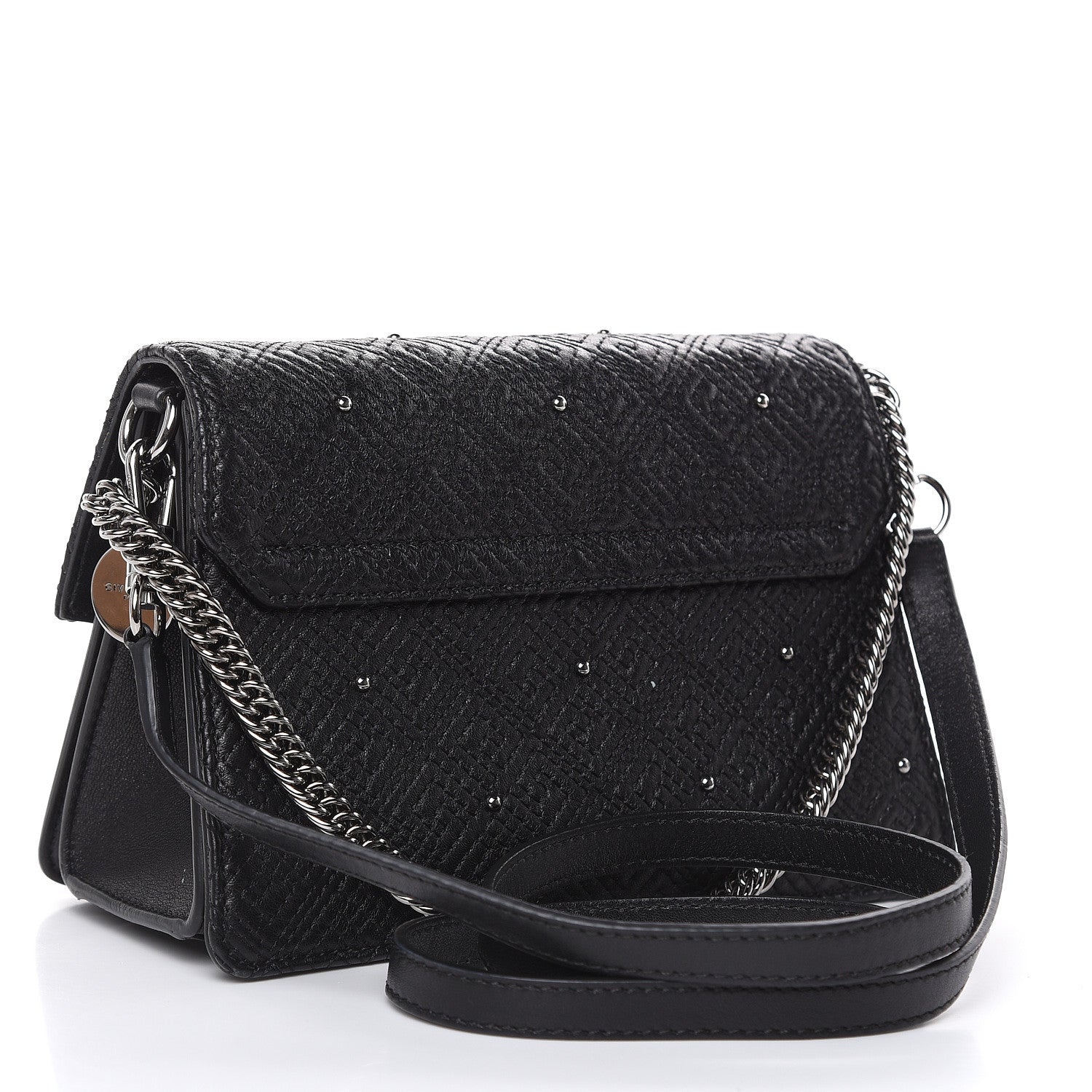 Givenchy Lambskin Embroidered Studded Small GV3 Shoulder Bag Black 3 of 13