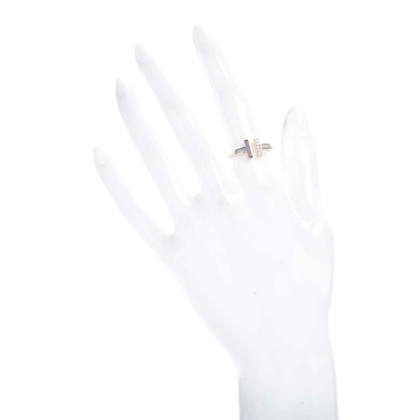 18K Rose Gold Diamond Mother of Pearl T Wire Ring 52 6
