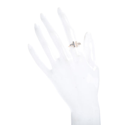 Tiffany 18K Rose Gold Diamond Mother of Pearl T Wire Ring 52 6 2 of 6