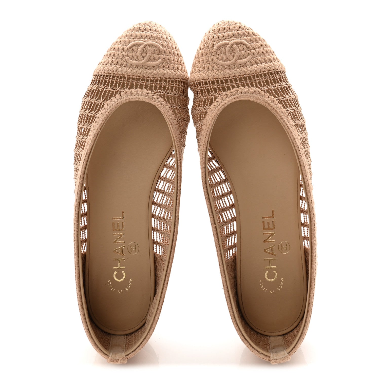Chanel Raffia Cap Toe Ballerina Flats 38 Beige 5 of 10