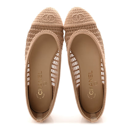 Chanel Raffia Cap Toe Ballerina Flats 38 Beige 5 of 10