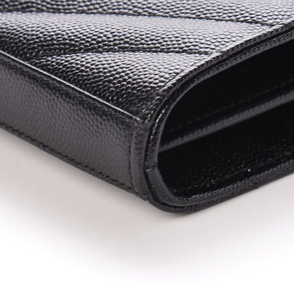 Saint Laurent Grain De Poudre Matelasse Chevron Monogram Chain Wallet Black 9 of 10