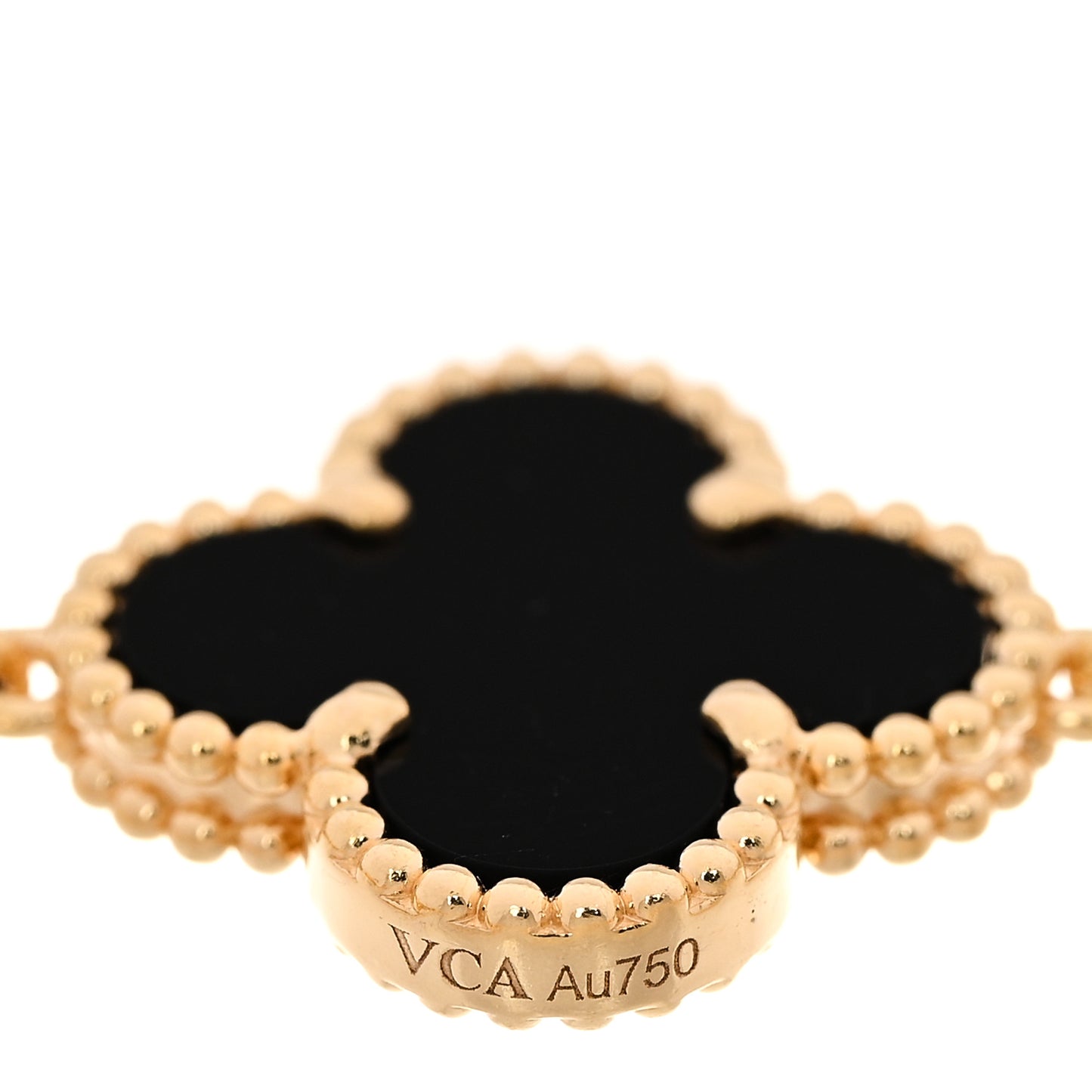 18K Yellow Gold Black Onyx 5 Motifs Vintage Alhambra Bracelet