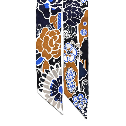 Hermes Silk Bingata Twilly Marine Tabac White 2 of 4
