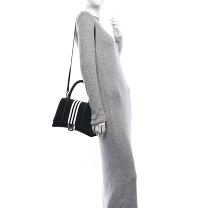 Balenciaga X ADIDAS Shiny Box Calfskin Medium Hourglass Top Handle Bag Black White 2 of 9