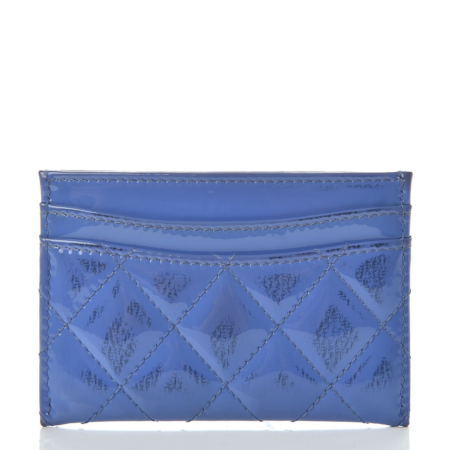 Patent Quilted Card Holder Blue