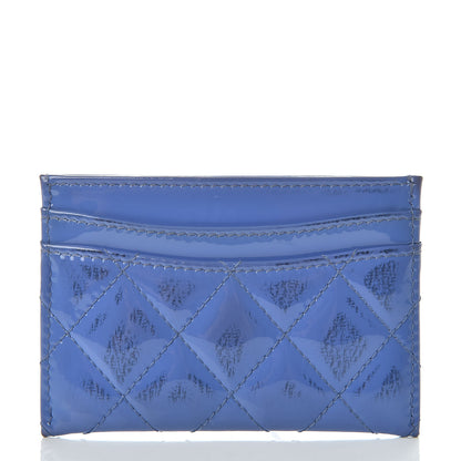 Chanel Patent Quilted Card Holder Blue 9 of 9