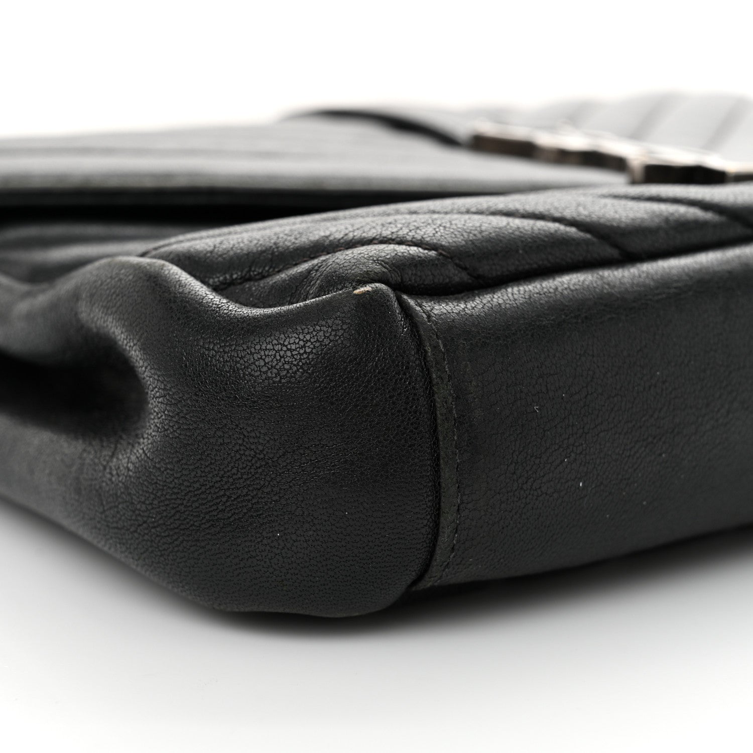 Saint Laurent Sheepskin Matelasse Chevron Monogram Medium College Bag Black 9 of 16