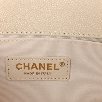 Chanel Caviar Quilted Medium Boy Flap White 6 of 10