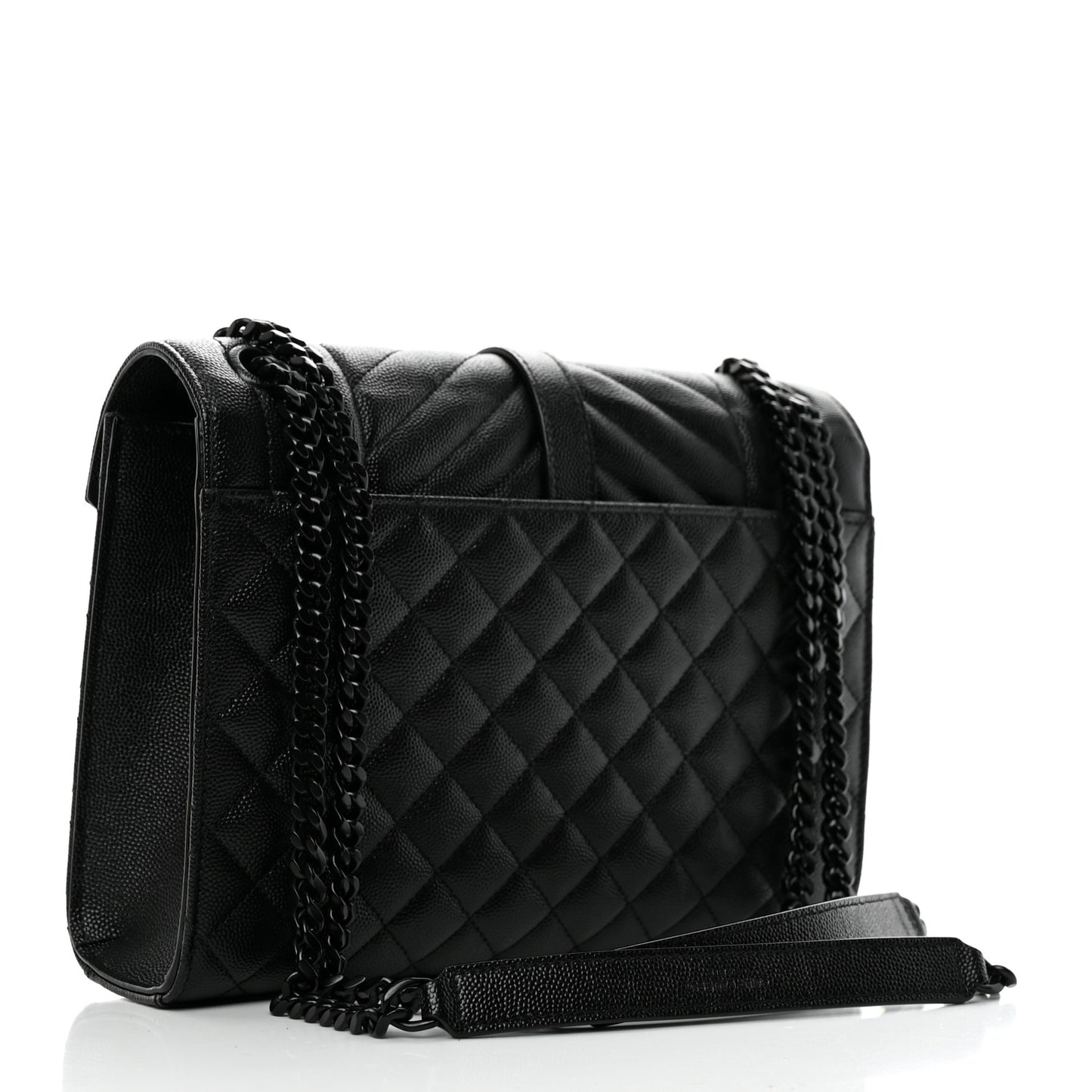 Grain De Poudre Textured Mixed Matelasse Triquilt Medium Monogram Monochrome Satchel Black