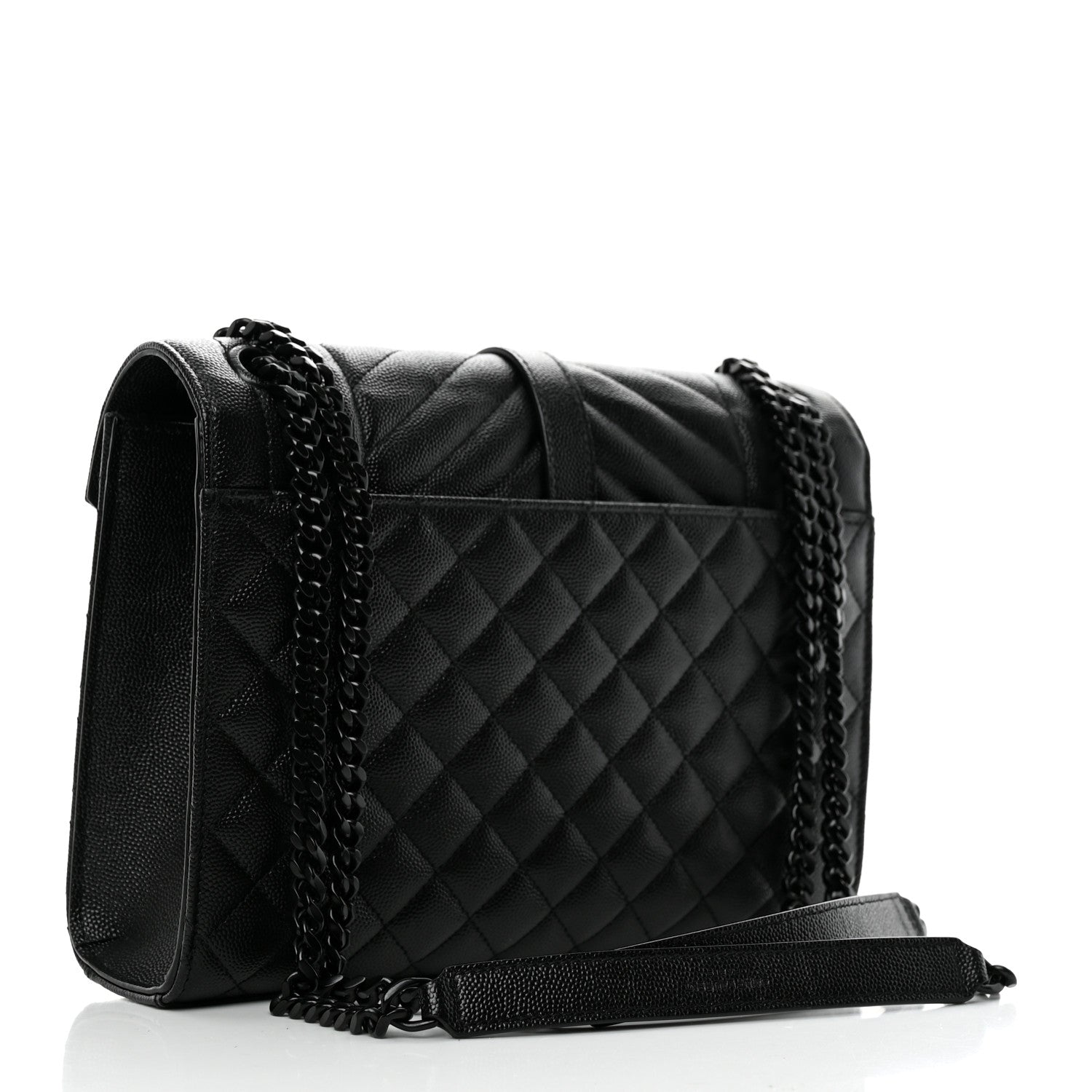 Saint Laurent Grain De Poudre Textured Mixed Matelasse Triquilt Medium Monogram Monochrome Satchel Black 2 of 11