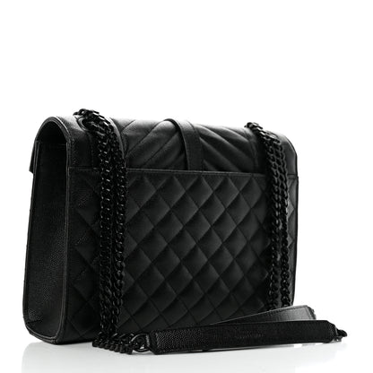 Saint Laurent Grain De Poudre Textured Mixed Matelasse Triquilt Medium Monogram Monochrome Satchel Black 2 of 11