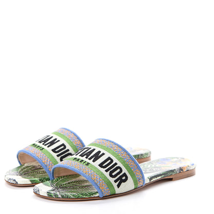 Christian Dior Canvas Embroidered Tropicalia Dway Mules Slide Sandals 35.5 Green 3 of 9