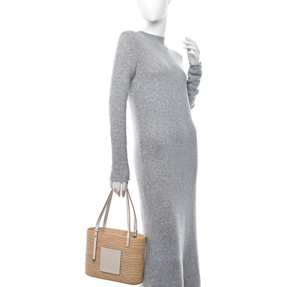 Loewe Raffia Square Small Basket Tote Bag Natural White 2 of 8