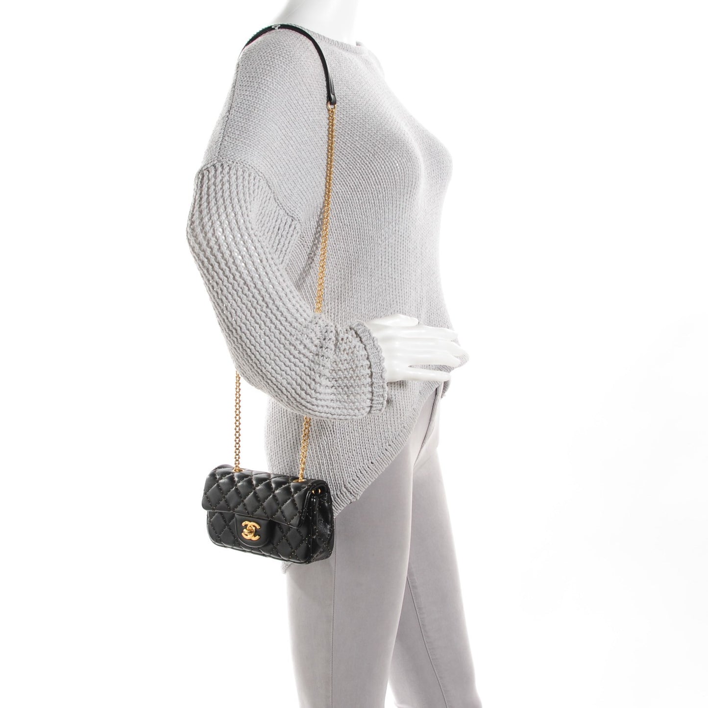 Lambskin Quilted Extra Mini Beaded Flap Black
