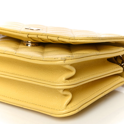Chanel Caviar Quilted Mini Wallet On Chain WOC Yellow 10 of 12