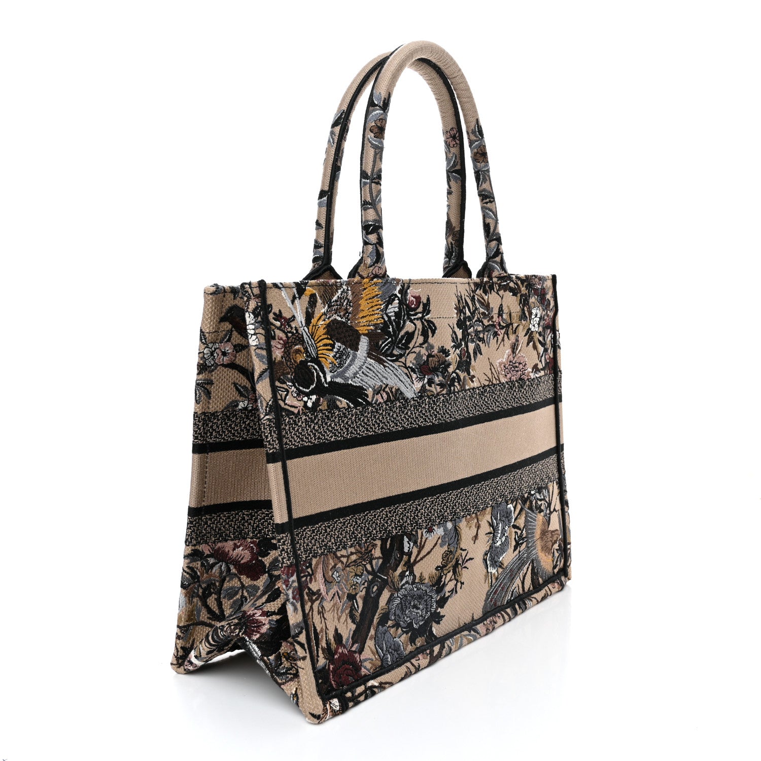 Christian Dior Canvas Embroidered Jardin D'Hiver Medium Book Tote Beige Multicolor 3 of 13